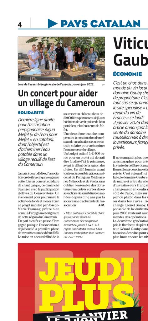 article un concert pour aider un village du cameroun